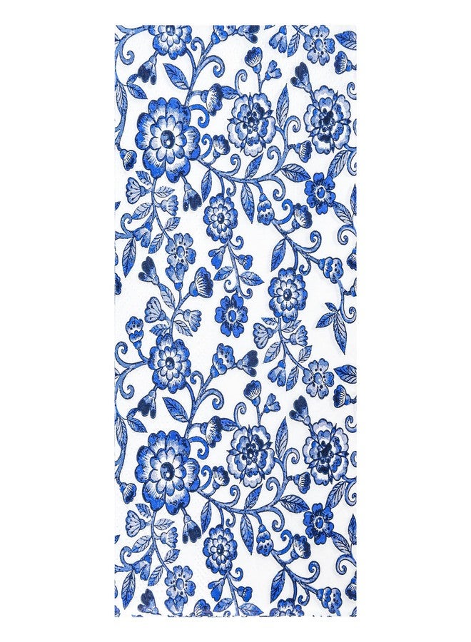 AimFun Blue Floral Guest Napkins Disposable Blue and White Hand Towels Decorative Watercolor Spring Flowers 3 Ply Paper Napkins for Bathroom Toilet Powder Room Dinner Christmas Party Supplies (100) - Image 1